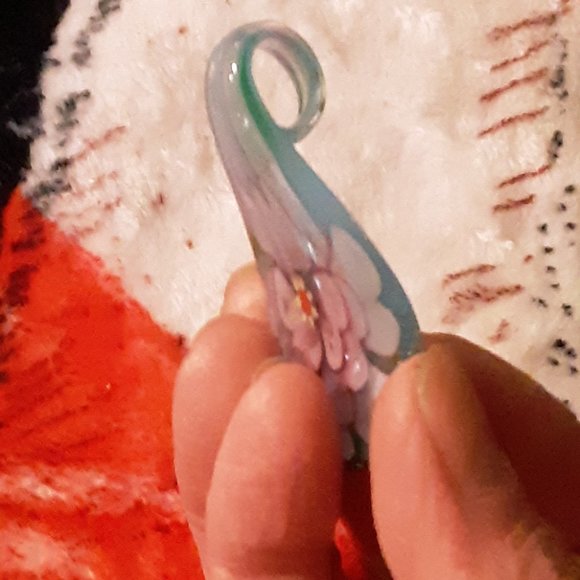 Beautiful Murano Glass Pendant Blue Floral Layers of Flowers New No Chain - Picture 7 of 11